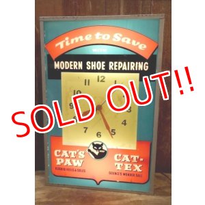 画像: dp-260401-01 CAT'S PAW CAT-TEX / 1950's Advertising Lighted Clock