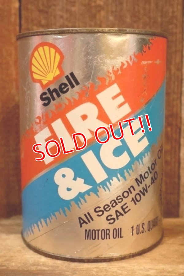 画像1: dp-230901-120 Shell / 1970's〜 FIRE & ICE ONE U.S. QUART MOTOR OIL CAN