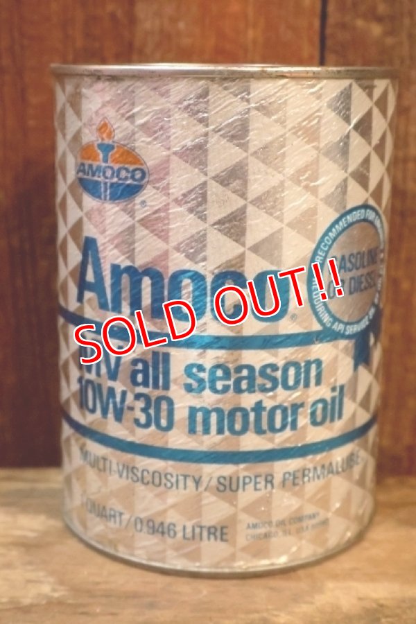 画像1: dp-230901-120 AMOCO / MV all season 10W-30 motor oil ONE U.S. QUART CAN