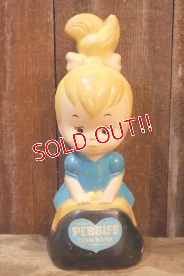 画像1: ct-260401-31 Pebbles Flintstone / TRANSOGRAM 1960's Plastic Coin Bank
