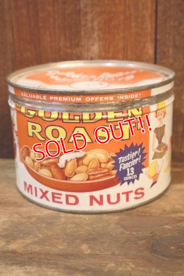 画像1: dp-260601-17 "GOLDEN ROAST" MIXED NUTS 1960's〜 TIN CAN