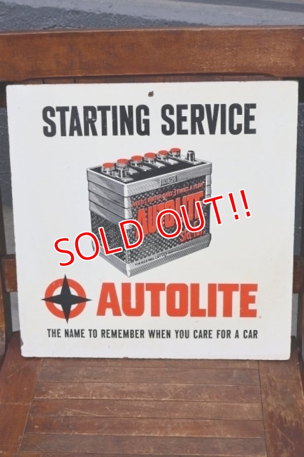 画像1: dp-260601-27 AUTOLITE 1960's STARTING SERVICE Wood Sign