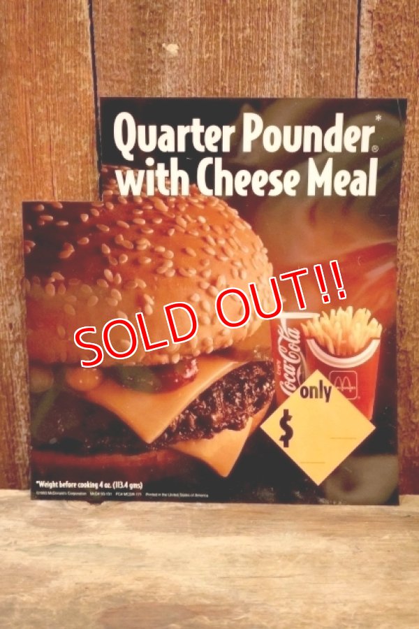 画像2: dp-230901-45 McDonald's / 1993 Menu Sign "Quarter Pounder with Cheese Meal"