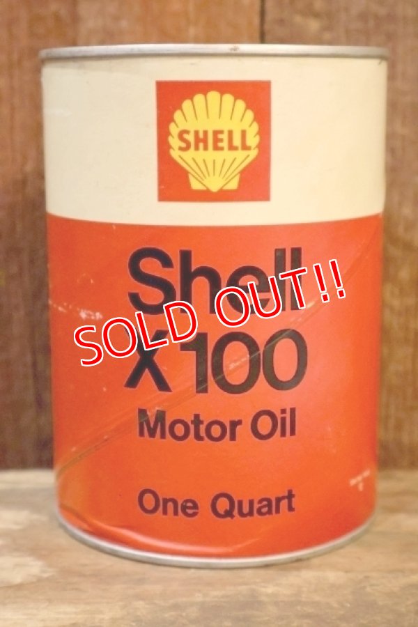 画像1: dp-260801-08 SHELL Shell X 100 MOTOR OIL ONE U.S. QUART CAN