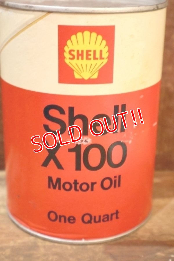画像2: dp-260801-08 SHELL Shell X 100 MOTOR OIL ONE U.S. QUART CAN