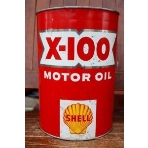 画像: dp-260901-50 SHELL 1960's X-100 MOTOR OIL 5 U.S. QUARTS CAN