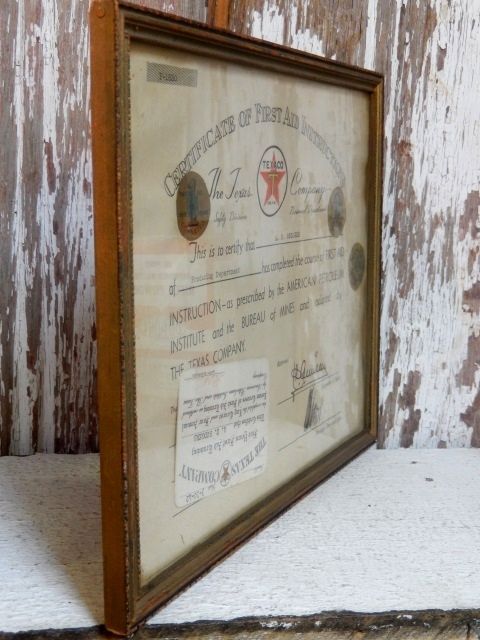 画像: dp-150302-04 TEXACO / 40's Certificare of First Aid Instructions Frame