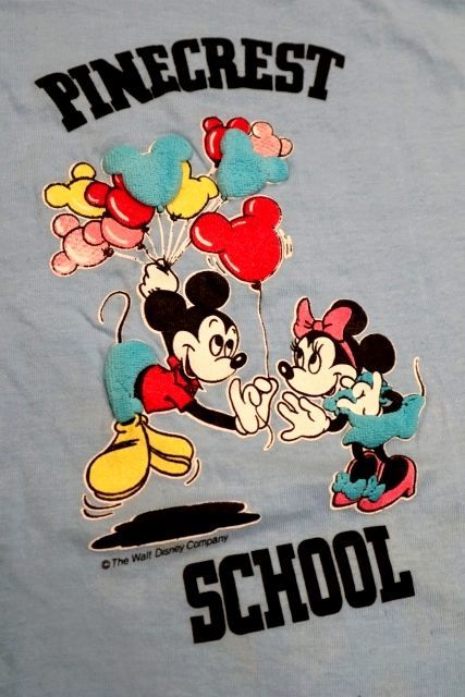 画像1: ct-190101-15 Mickey Mouse & Minnie Mouse / PINECREST SCHOOL 1980's Kid's T-Shrit