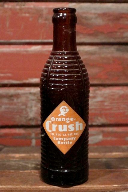 画像1: dp-210701-51 Crush / 1940's Amber Bottle