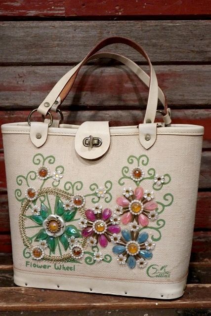 画像1: dp-220301-03 COLLINS OF TEXAS / 1970's "Flower Wheel" Bag