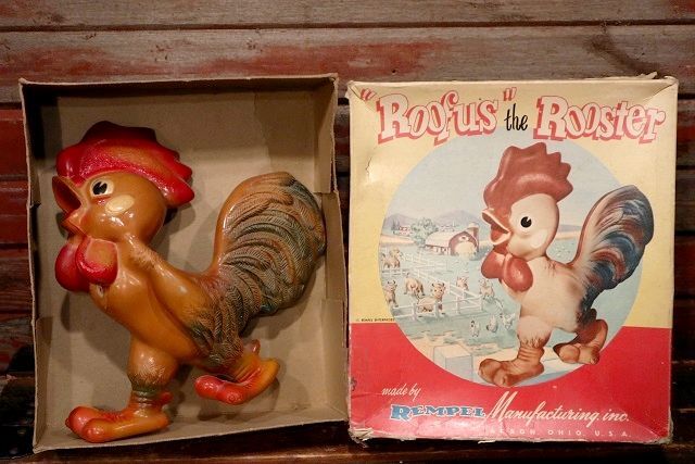 画像1: ct-220401-27 REMPEL / 1950's "Roofus" the Rooster Squeaky Doll