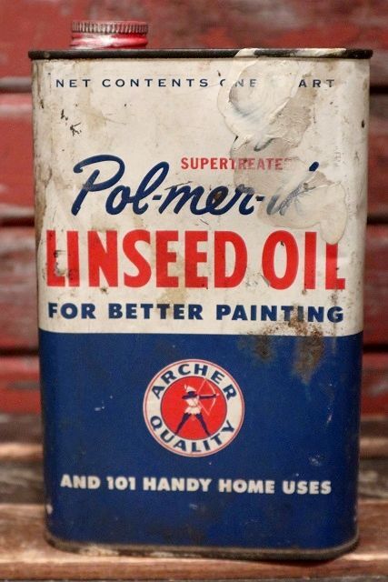 画像1: dp-220401-240 ARCHER BRAND / Vintage LINSEED OIL Can