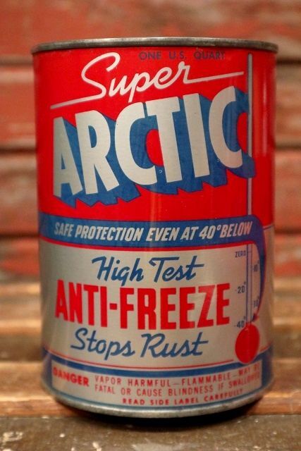 画像1: dp-220301-64 Super ARCTIC / 1950's ANTI-FREEZE Stops Rust One U.S. Quart Can