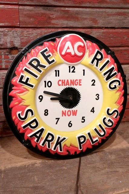画像6: dp-221101-57 AC FIRE RING SPARK PLUGS / 1960's Lighted Clock