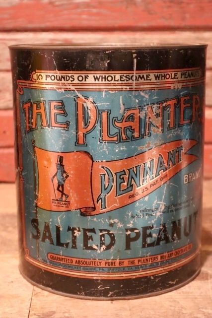 画像1: dp-231101-08 PLANTERS / MR.PEANUT PENNANT SALTED PEANUT 1920's Tin Can