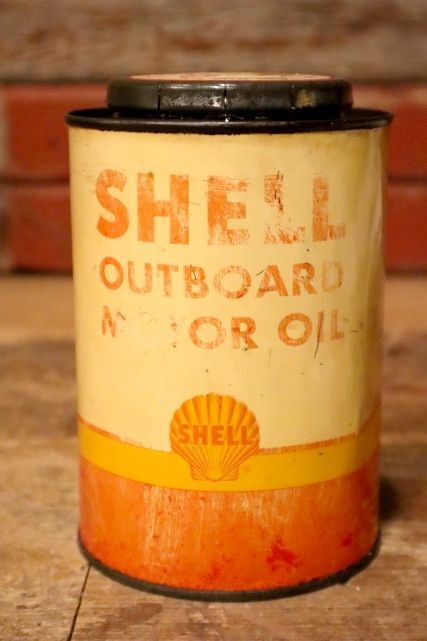 画像1: dp-231012-60 SHELL / 1950's OUTBOARD MOTOR OIL SAE40 One Quart Can