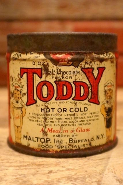 画像1: dp-240418-08 TODDY / Chocolate Flavor Drink Powder 1930's Tin Can