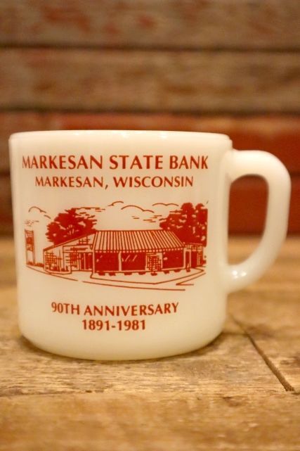 画像1: kt-220301-12 MARKESAN STATE BANK / Anchor Hocking 1980's Mug