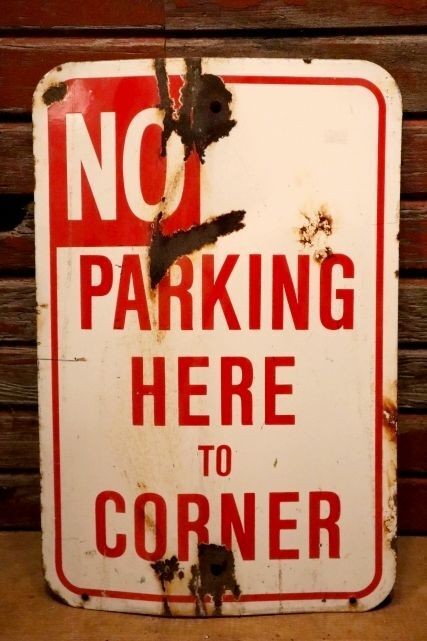 画像1: dp-240508-103 NO PARKING HERE TO CORNER / Enamel Road Sign