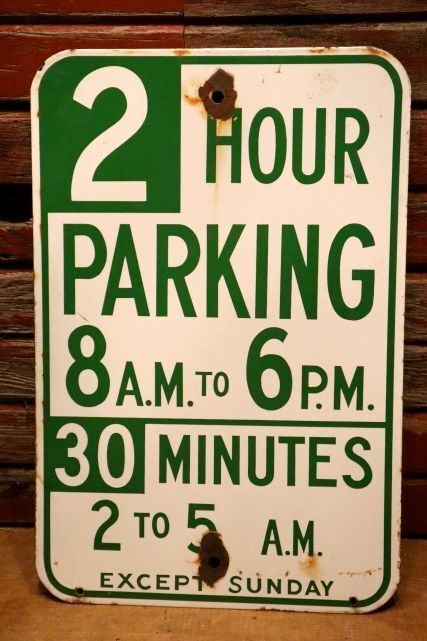 画像1: dp-240508-103 2 HOUR PARKING / Enamel Road Sign