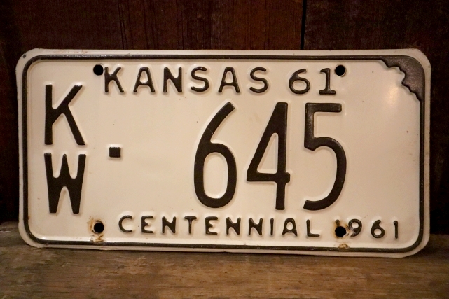 画像1: dp-250205-21 License Plate 1961 KANSAS "KW-645"