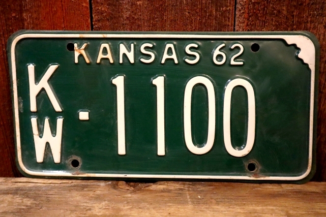 画像1: dp-250205-21 License Plate 1962 KANSAS "KW-1100"