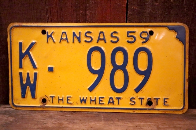 画像1: dp-250205-21 License Plate 1959 KANSAS "KW-989"
