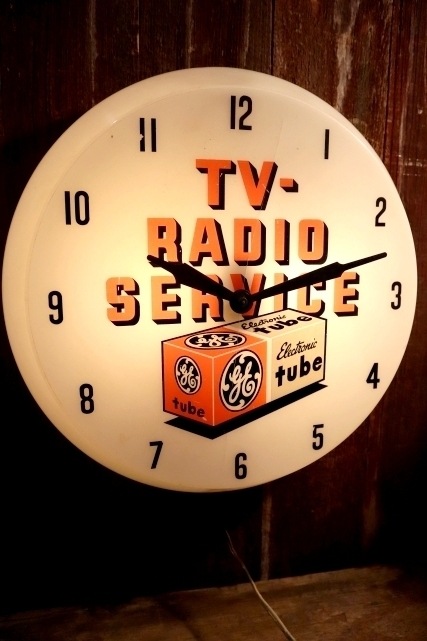 画像1: dp-250404-08 GENERAL ELECTRIC 1950's TV - RADIO SERVIVE Lighted Sign Clock