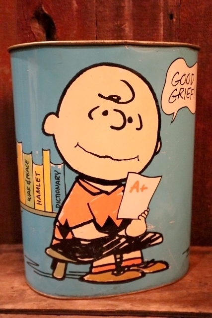 画像1: ct-250205-77 Snoopy & Charlie Brown / CHEINCO 1970's Trash Box