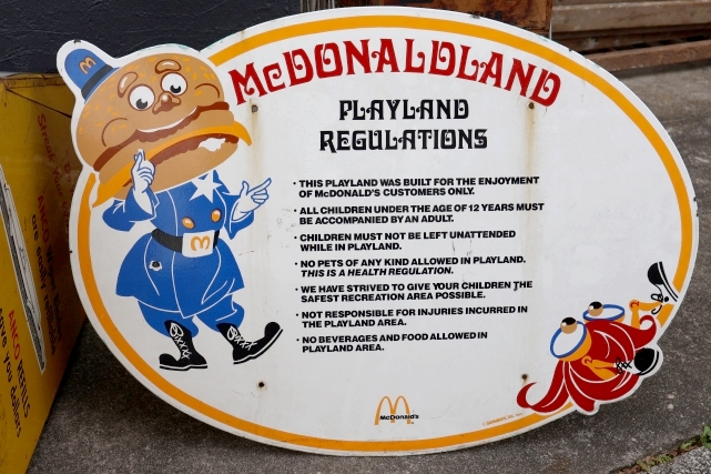 画像1: ct-251008-07 McDonald's / Setmakers, Inc. 1980 "McDONALDLAND PLAYLAND REGULATIONS" Porcelain Sign