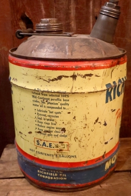 画像5: dp-251008-87 RICHFIELD 1950's RICHLUBE 5 U.S. GALLONS MOTOR OIL CAN