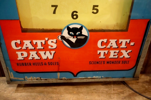 画像9: dp-251201-01 CAT'S PAW CAT-TEX / 1950's Advertising Lighted Clock