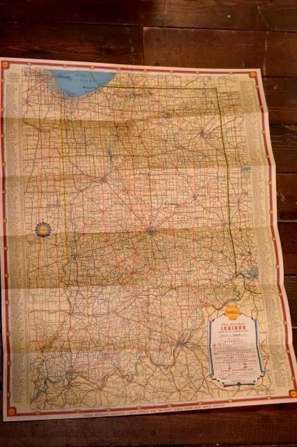 画像2: dp-240605-06 SHELL 1930's-1940's Road Map "INDIANA"