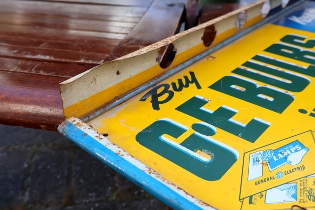 画像10: dp-260204-57 GENERAL ELECTRIC / 1940's-1950's GE BULBS W-sided Metal Sign