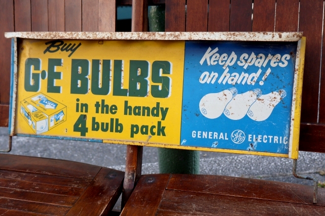 画像5: dp-260204-57 GENERAL ELECTRIC / 1940's-1950's GE BULBS W-sided Metal Sign