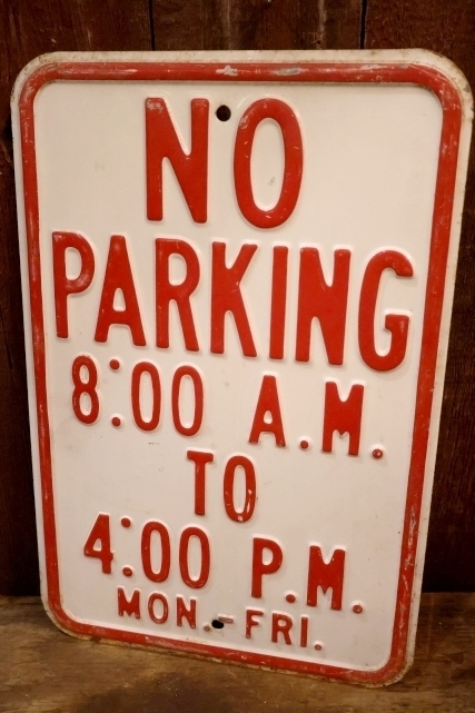 画像1: dp-260204-08 NO PARKING 8 A.M. TO 4 P.M. STEEL EMBOSSED STREET ROAD SIGN