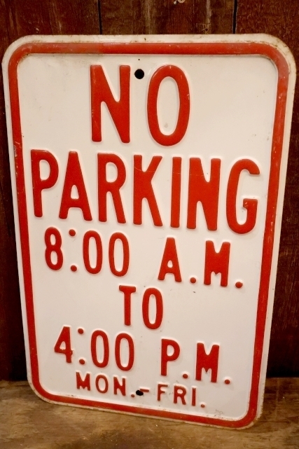 画像1: dp-260204-08 NO PARKING 8 A.M. TO 4 P.M. STEEL EMBOSSED STREET ROAD SIGN