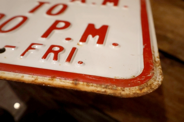 画像5: dp-260204-08 NO PARKING 8 A.M. TO 4 P.M. STEEL EMBOSSED STREET ROAD SIGN