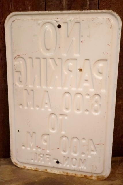 画像5: dp-260204-08 NO PARKING 8 A.M. TO 4 P.M. STEEL EMBOSSED STREET ROAD SIGN