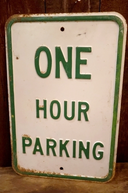 画像1: dp-260204-08 ONE HOUR PARKING STEEL EMBOSSED STREET ROAD SIGN