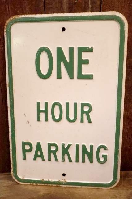 画像1: dp-260204-08 ONE HOUR PARKING STEEL EMBOSSED STREET ROAD SIGN