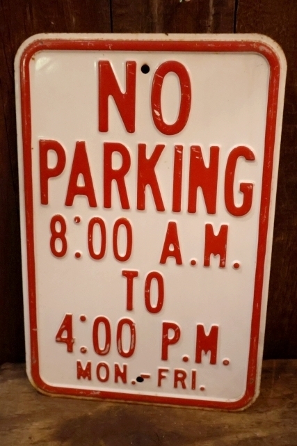 画像1: dp-260204-08 NO PARKING 8 A.M. TO 4 P.M. STEEL EMBOSSED STREET ROAD SIGN