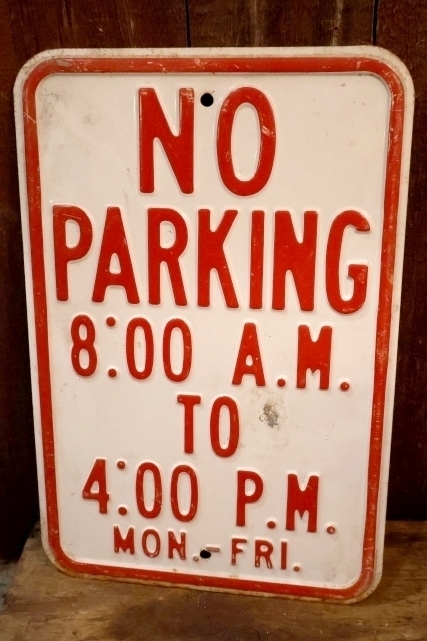 画像1: dp-260204-08 NO PARKING 8 A.M. TO 4 P.M. STEEL EMBOSSED STREET ROAD SIGN