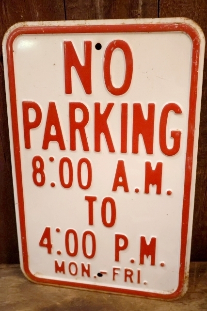 画像1: dp-260204-08 NO PARKING 8 A.M. TO 4 P.M. STEEL EMBOSSED STREET ROAD SIGN