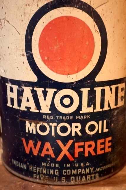 画像2: dp-260204-68 INDIAN REFINING COMPANY HAVOLINE MOTOR OIL "WAXFREE" 1940's FIVE U.S. QUARTS CAN