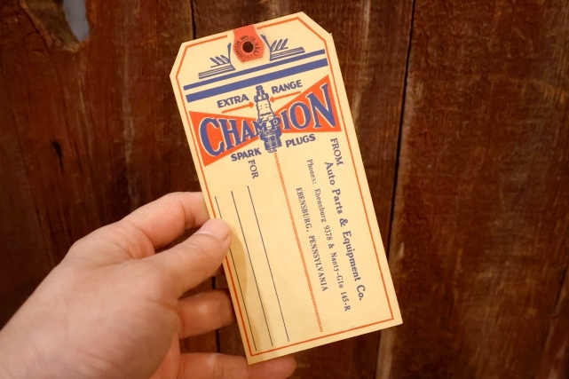 画像2: dp-260303-12 CHAMPION SPARK PLUGS 1930's-1940's Paper Parts Tag