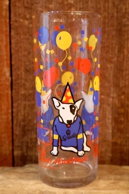 画像1: gs-260204-02 BUD LIGHT 1987 SPUDS MACKENZIE GLASS TUMBLER