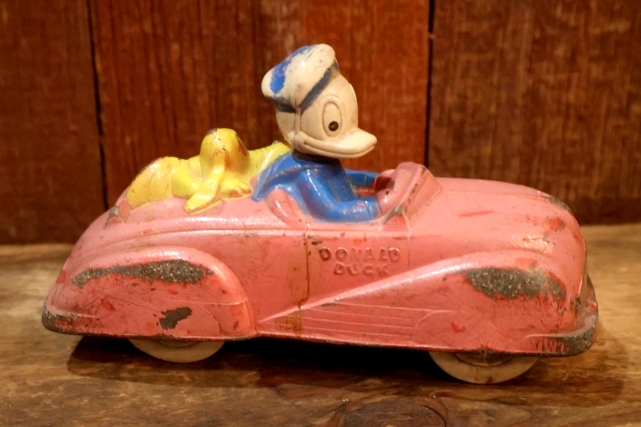 画像8: ct-260401-18 Donald Duck & Pluto / SUN RUBBER 1930's-1940's Car Toy