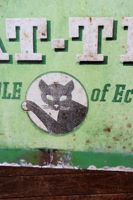 画像2: dp-260401-02 CAT'S PAW CAT’S-TEX Rubber Heels 1940's Advertising Metal Sign