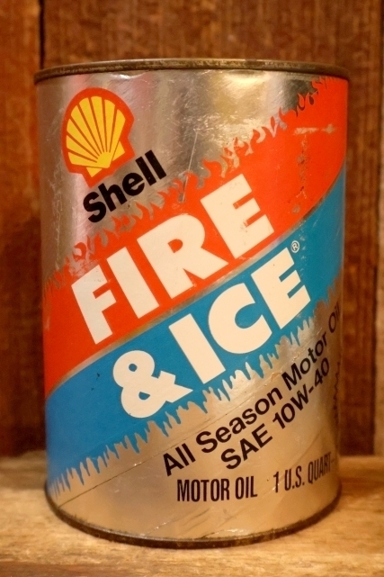 画像1: dp-230901-120 Shell / 1970's〜 FIRE & ICE ONE U.S. QUART MOTOR OIL CAN